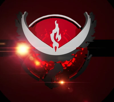 Logotipo da Equipe Valor: Um ousado emblema vermelho com simbolismo de fênix