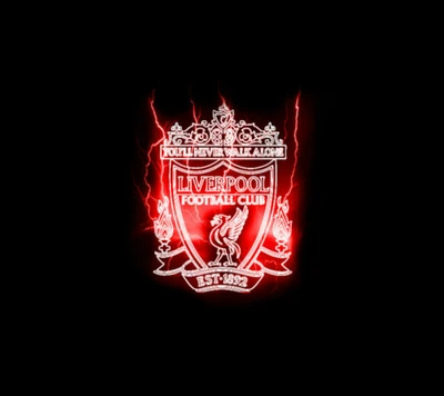 Emblema do Liverpool FC com efeitos de relâmpago vermelhos