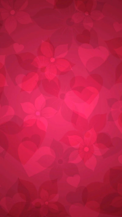 Red Floral Hearts Pattern