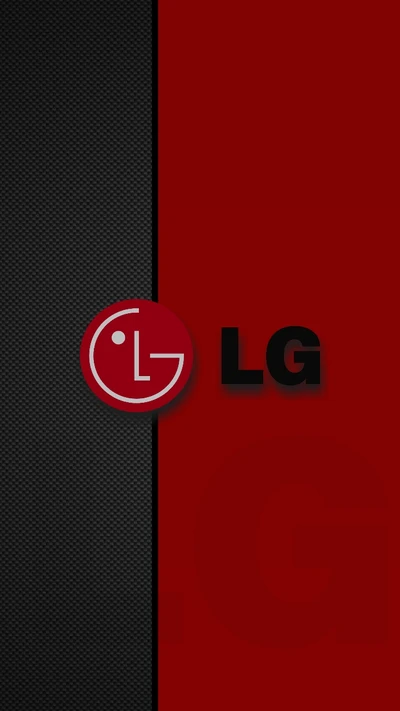 Logo LG élégant sur un fond rouge et noir audacieux