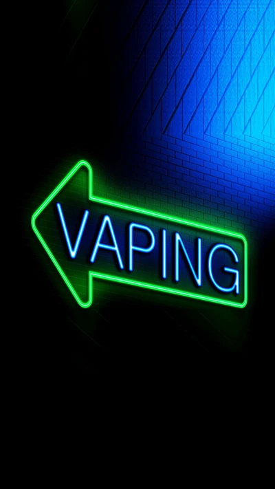 Sinal de seta de néon indicando vaping