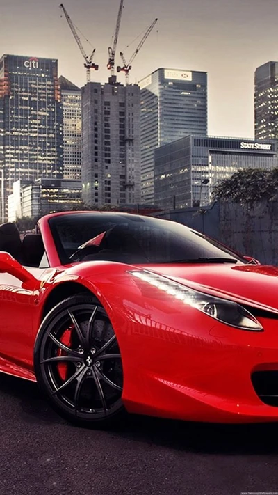 Ferrari 458 Spider: Un Symbole de Luxe Italien Contre un Horizon Urbain