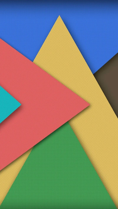 Colorful geometric triangles with textured surfaces arranged against a vibrant background.