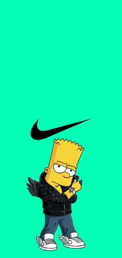 Estilo de rua Bart Simpson com estética Nike