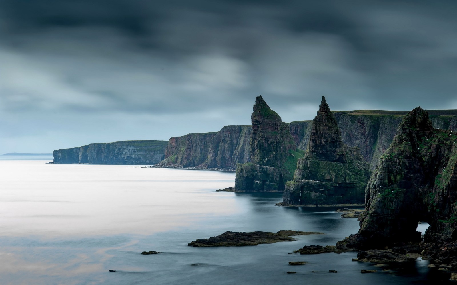 stack, cliff, sea, coast, sky wallpaper