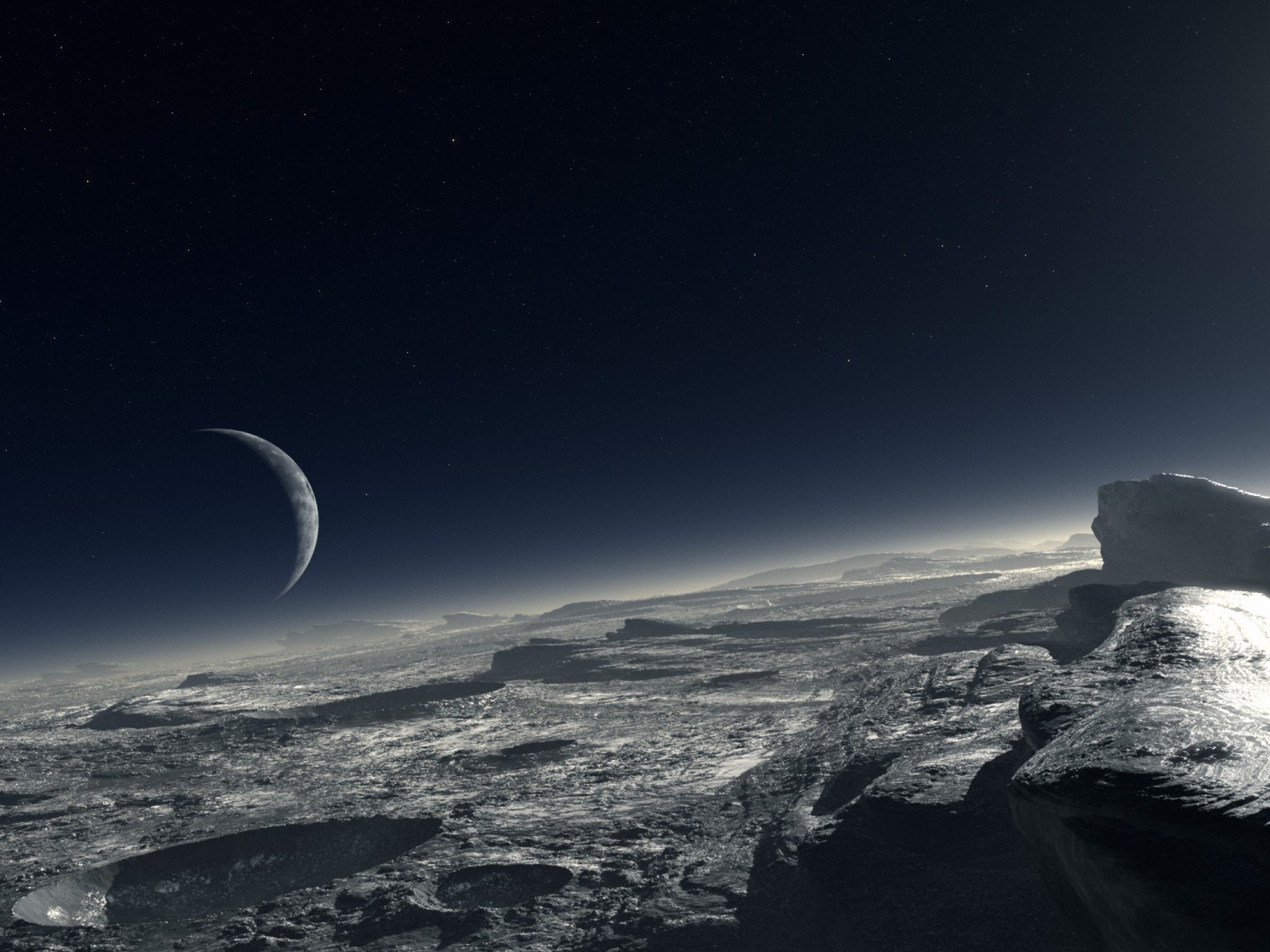 A view of the moon and the moon from the surface of the moon (new horizons, pluto, planet, moon, astronomical object)