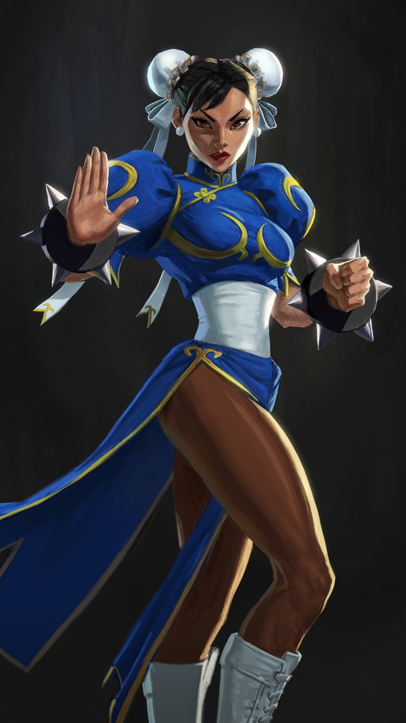 Близкий план женщины в синем наряде с мечом (чун ли, chun li, футболка, street fighter, лазурный)