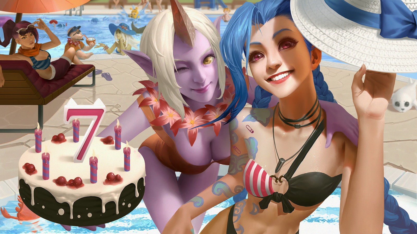 Скачать обои джинкс, jinx, сорака, soraka, lol