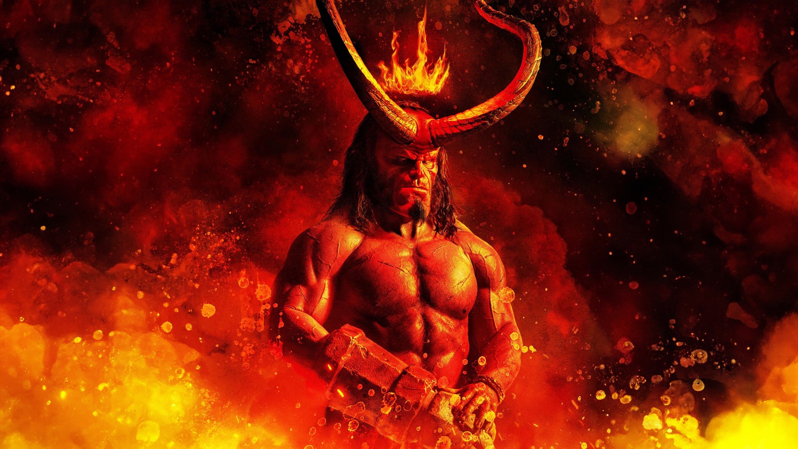 Download superhero, hellboy, fire effect, movies, 4k wallpaper for free