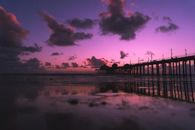 crépuscule, bleu, lever de soleil, mer, réflexion