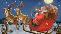 santa claus, sleigh, christmas, holiday wallpaper