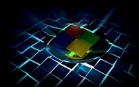 windows 7, microsoft windows, электрический синий, синий, симметрия