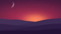 minimalism, sunset, landscape, atmosphere, moon wallpaper