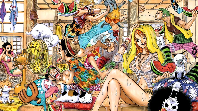 Мультяшная картинка группы людей в комнате (ван пис, one piece, аниме, anime, горячий)