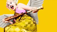 harley quinn, margot robbie, poster, yellow, woodwind instrument wallpaper