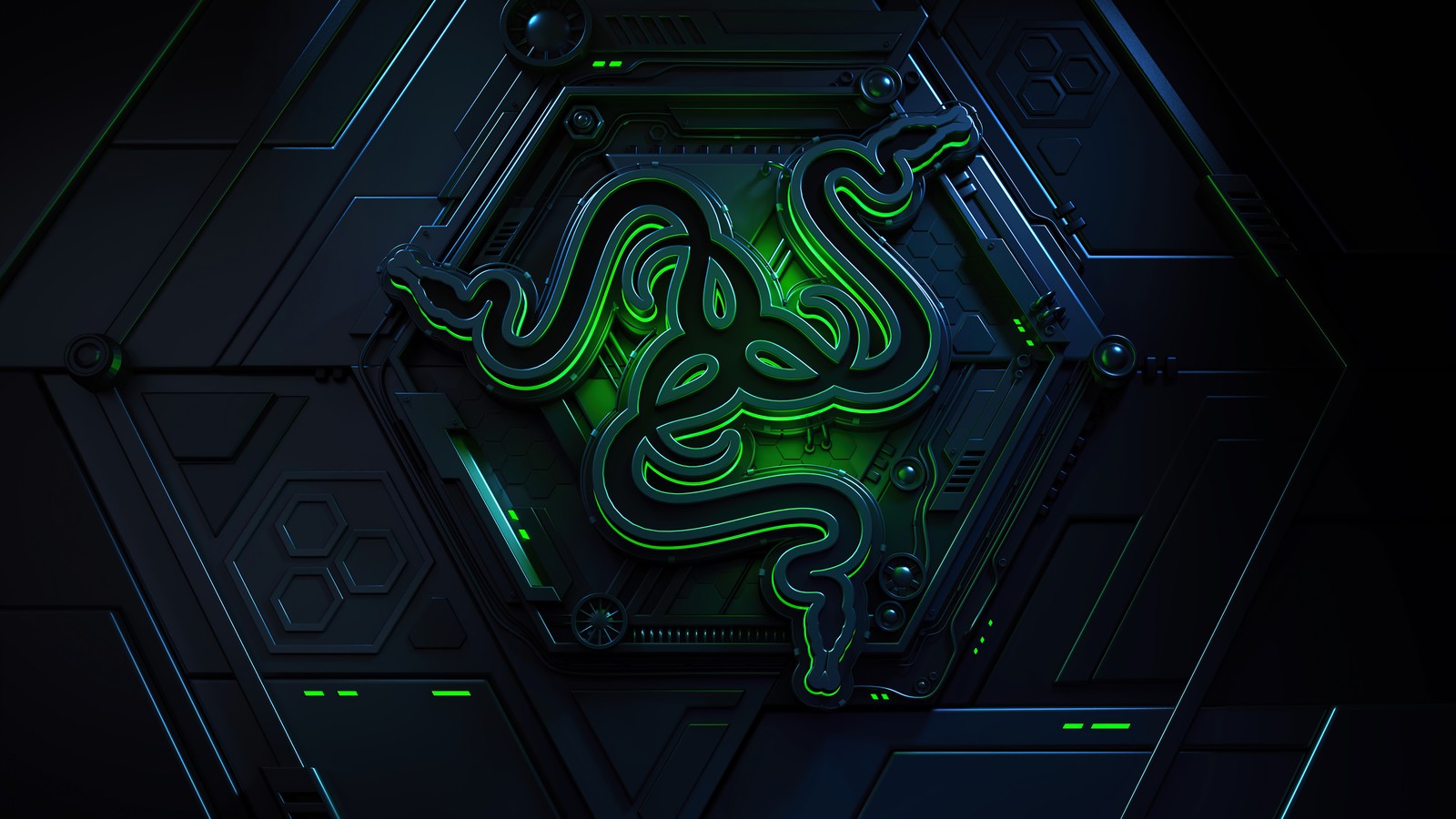 A close up of a computer mouse on a computer desk (razer, logo)