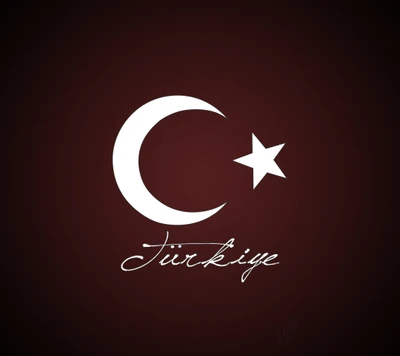 Bandeira turca estilizada com "Turquia" em caligrafia elegante