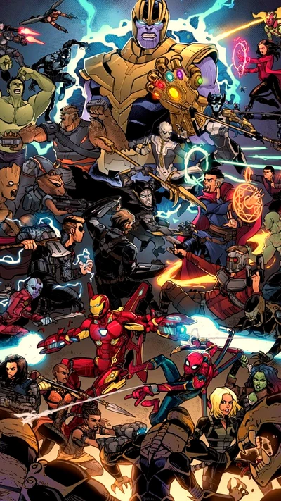 Batalla épica de los Vengadores: Los héroes de Marvel se unen contra Thanos en un enfrentamiento de alta definición