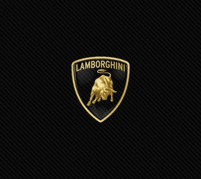 Emblema de Lamborghini sobre fondo de fibra de carbono