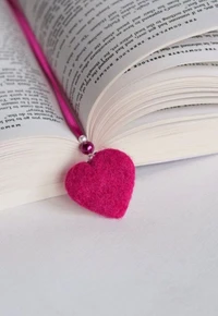 Pink Heart Bookmark in an Open Book