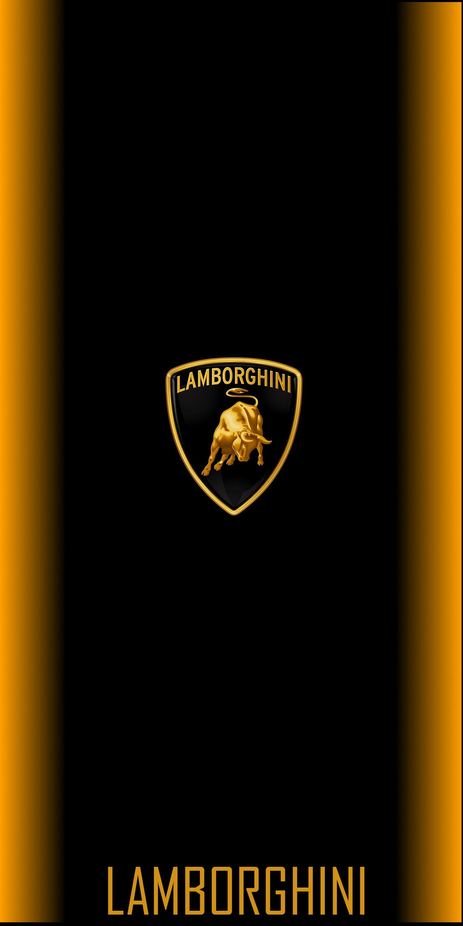 Logo de lamborghini sobre un fondo negro y dorado (pantalla de inicio, samsung, fondo de pantalla)