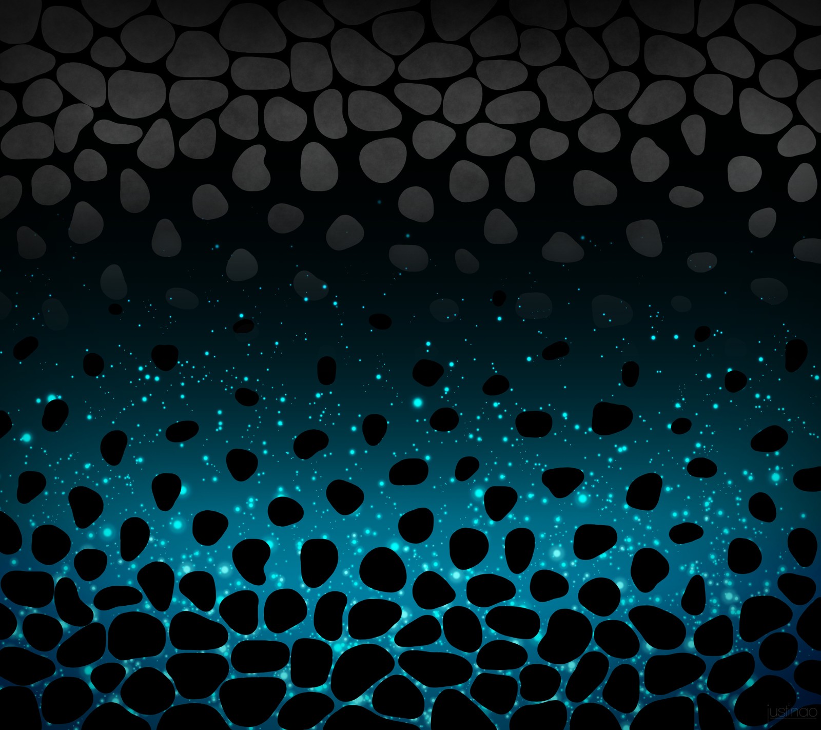 A black and blue background with a pattern of rocks and stars (black, blue, grey, rocks, sparkle)