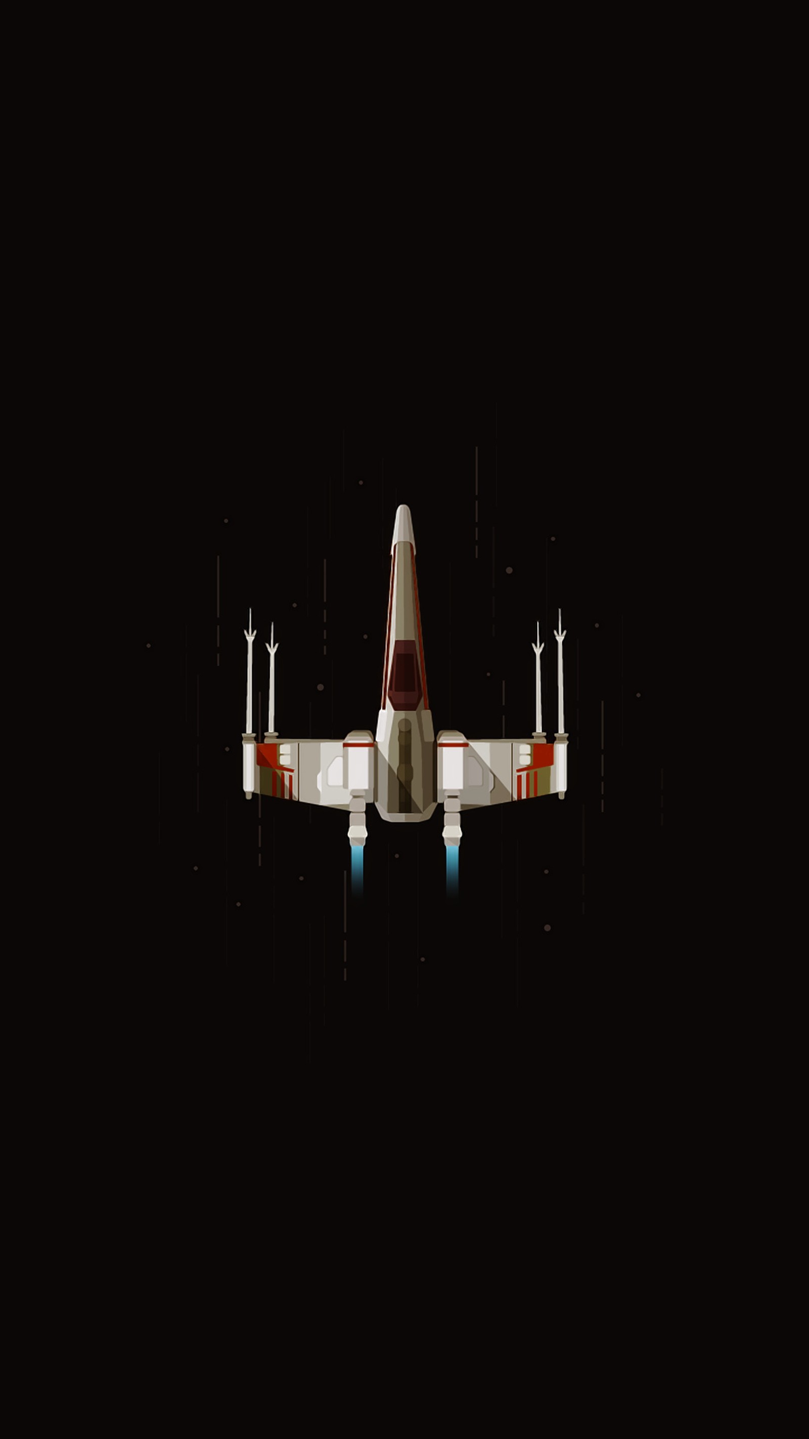 There is a small airplane that is flying in the dark (jedi, rebel, star wars)