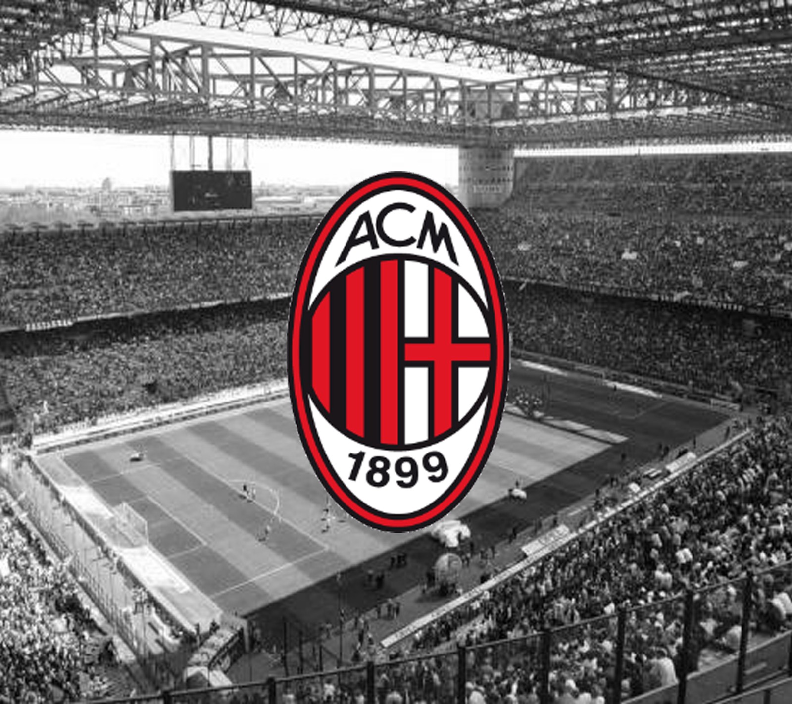 El logo del ac milan en un estadio (aire acondicionado, acmilan, calcio, fútbol, italia)