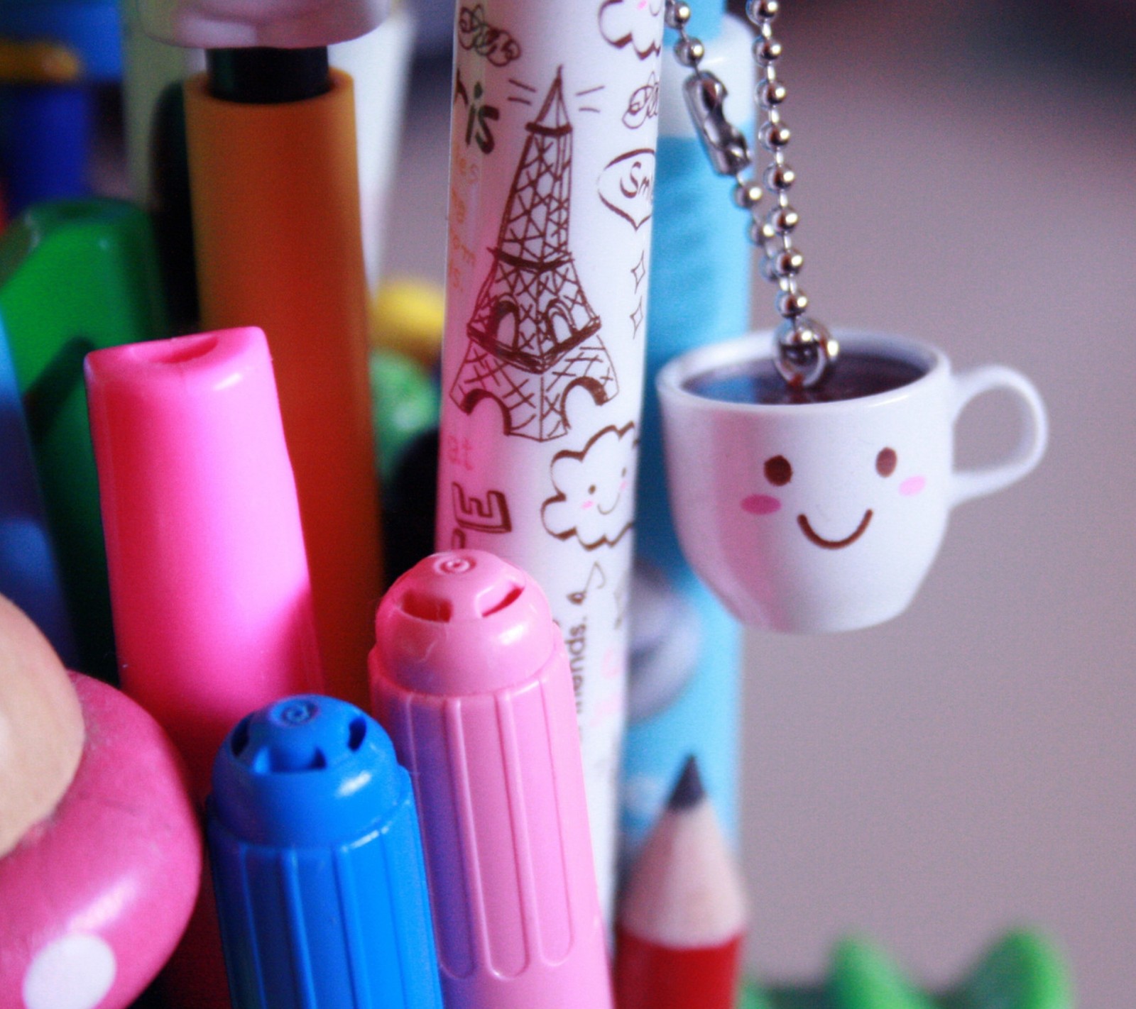 color, cup, pencil, smile Download Wallpaper