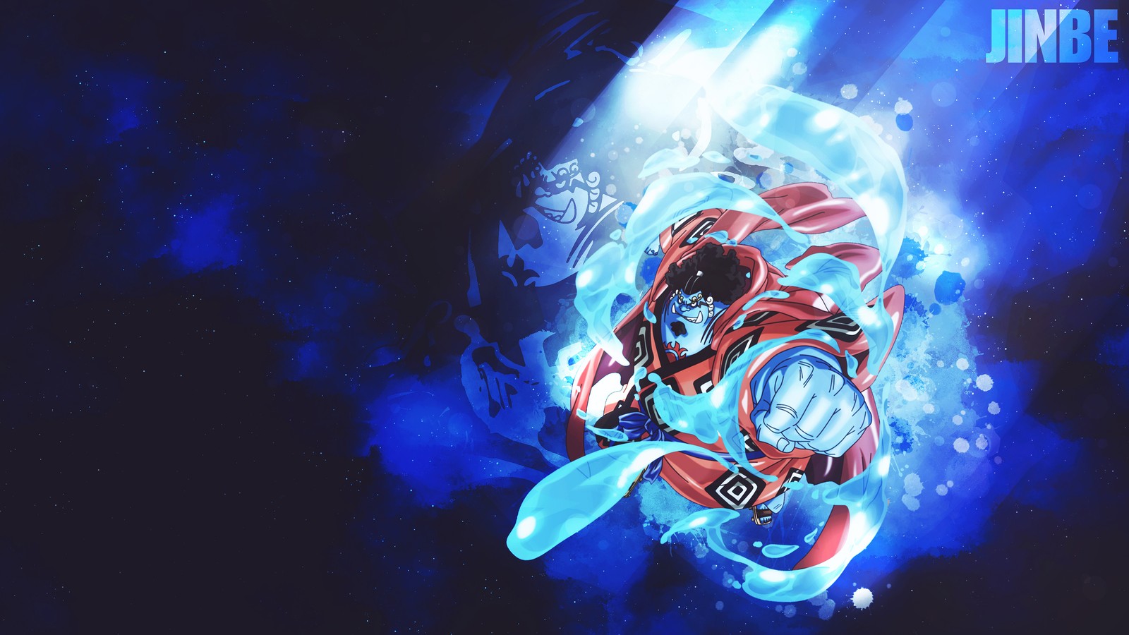 A close up of a person in a space suit flying through the air (anime, fishman, helmsman, jimbei, jinbei)