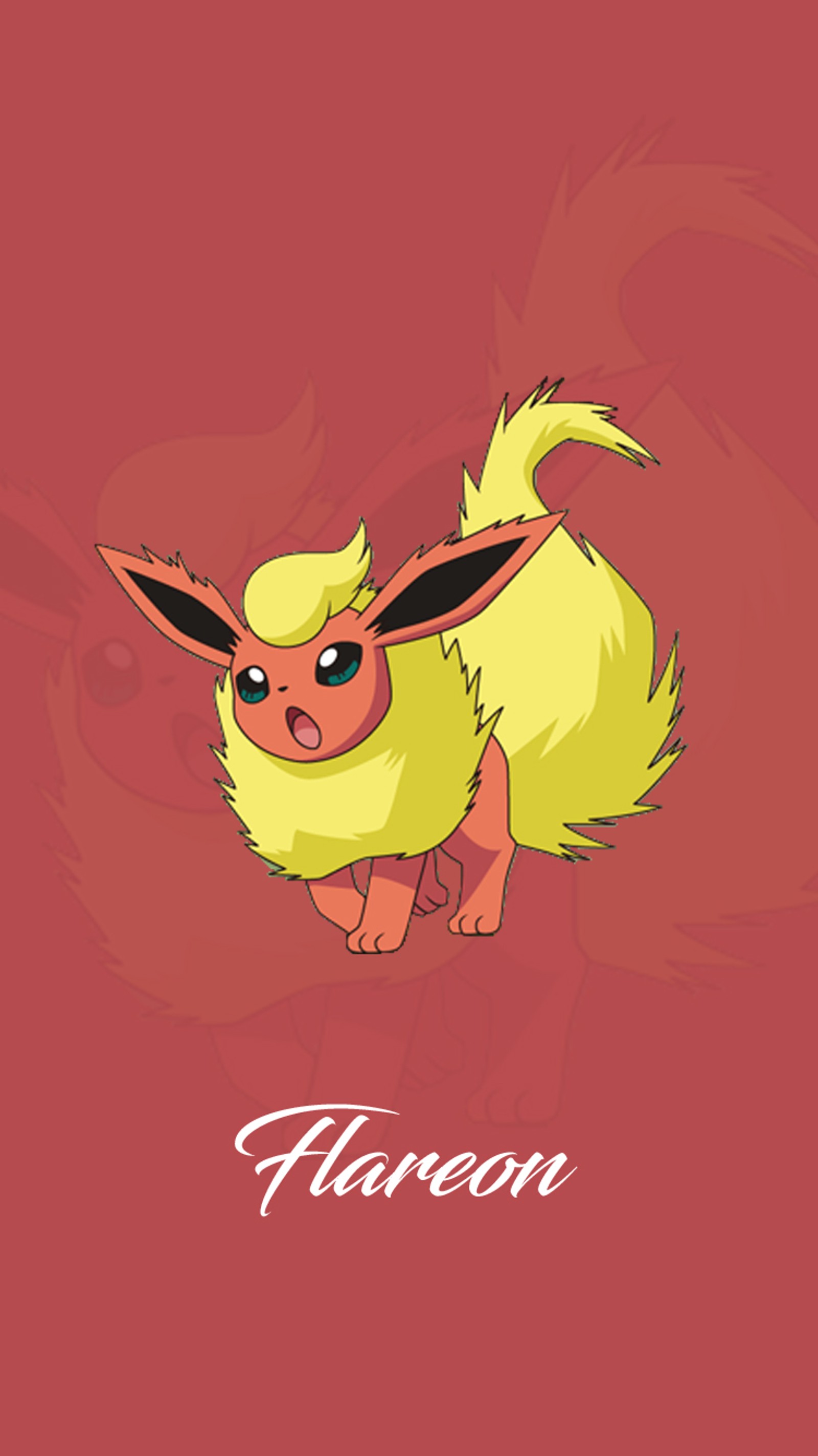 Pokemon wallpapers with a cute yellow pokemon character (fire, flareon, game, go, nintendo)