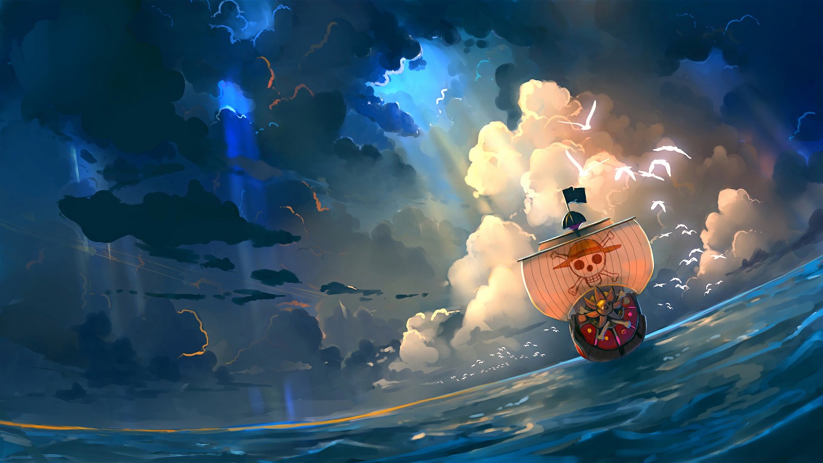 thousand sunny, one piece, anime wallpaper