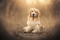 Majestätischer Golden Retriever auf einer sonnigen Wiese