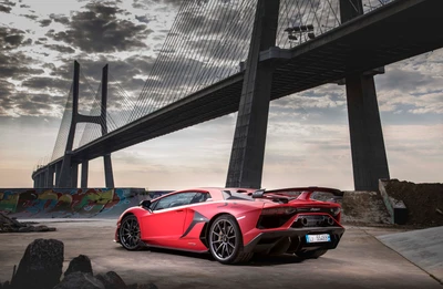 Lamborghini Aventador 2017: Un superdeportivo impactante contra un dramático fondo de puente