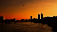 houses of parliament, painting, horizon, sunset, skyline wallpaper