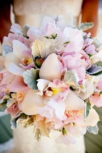 Elegant Pink Floral Bouquet with Orchids and Garden Roses for Bridal Elegance