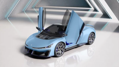 2022 Aion Hyper SSR : Voiture de sport électrique futuriste en bleu frappant