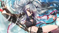 Schwarz de Arknights: Arqueiro feroz de anime com besta