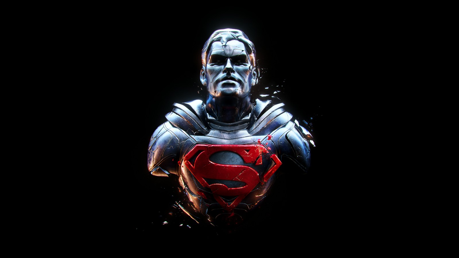 Un primer plano de una estatua de superman con un fondo negro. (superman, hombre de acero, fondo negro, dc comics, superhéroes de dc)