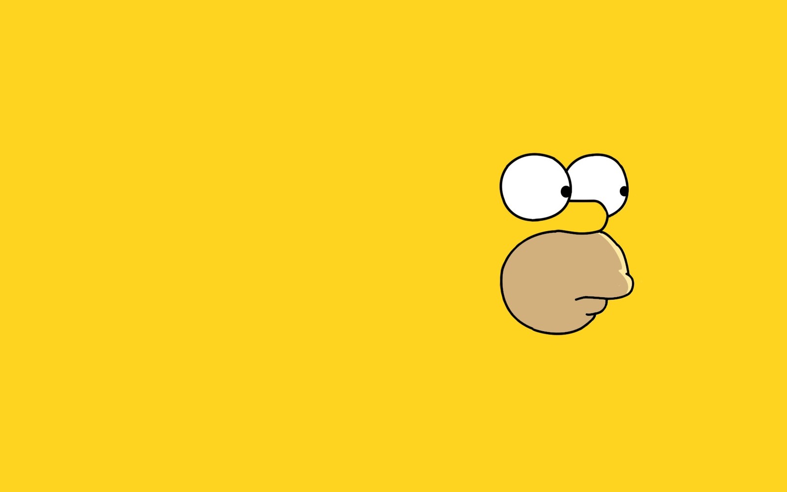 Personaje de dibujos animados con un ojo grande sobre un fondo amarillo (homer simpson, bart simpson, amarillo, caricatura, sonrisa)