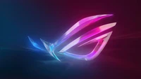 Logotipo ROG estilizado de ASUS en colores vibrantes