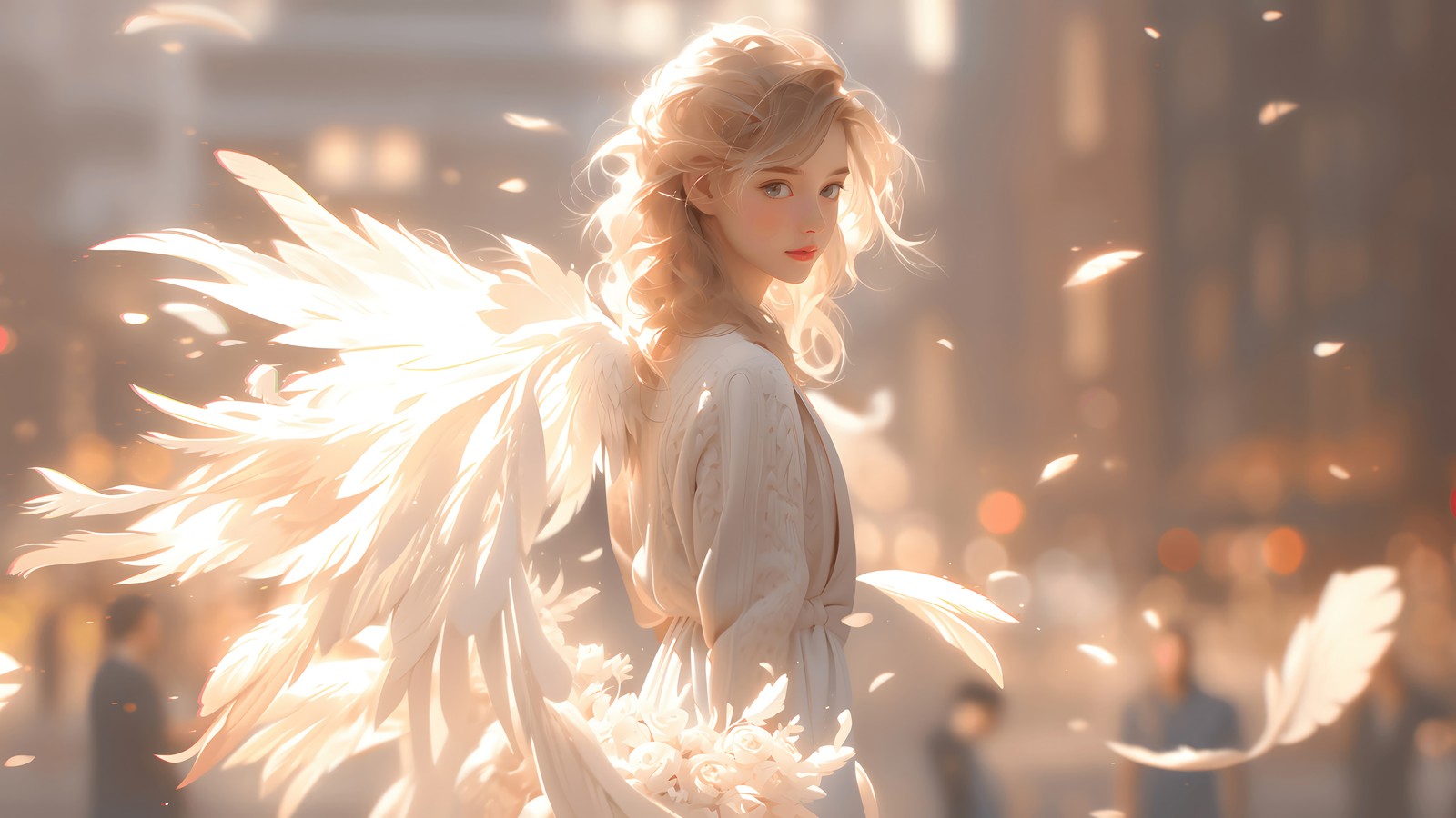 angel, girls, blonde, fantasy Download Wallpaper