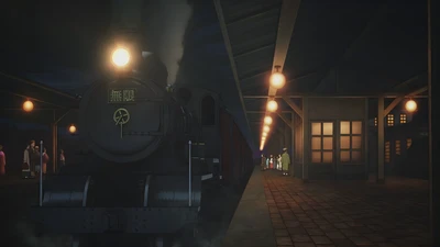 Llegada a medianoche: Una escena de estación de tren de anime