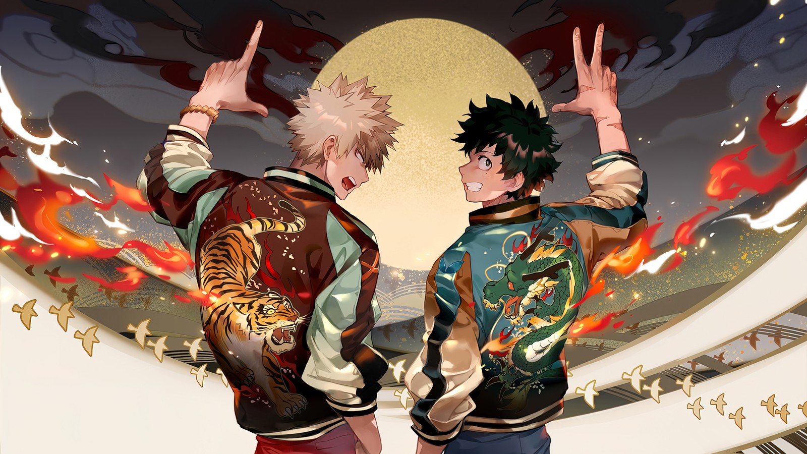 Baixar papel de parede katsuki bakugo, izuku midoriya, deku, my hero academia, mha