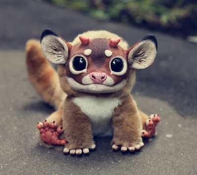 Adorable jouet en peluche dragon renard avec des yeux expressifs