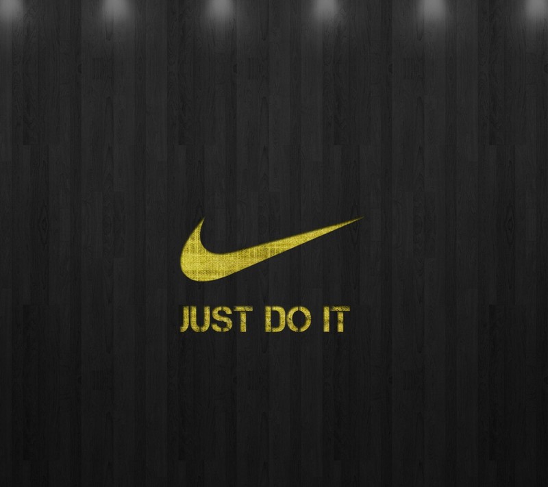 Черно-золотой логотип nike с надписью «just do it» (чёрный, просто сделай это, nike, поговорка)