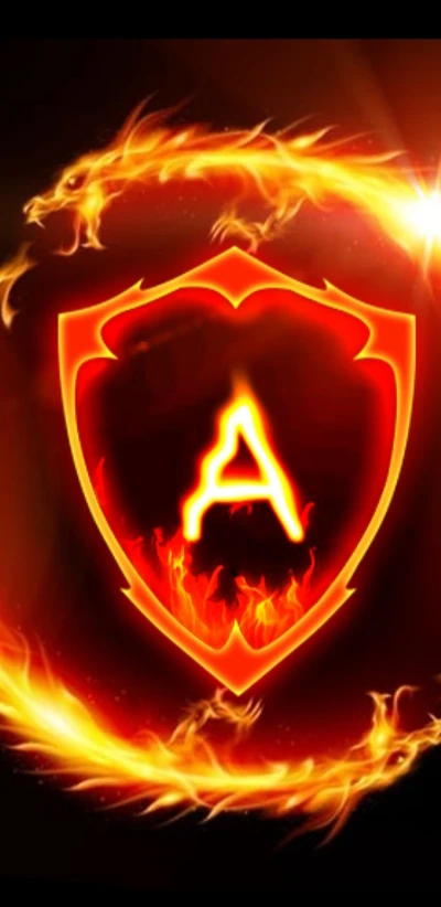 Fiery Dragon Shield with the Letter A