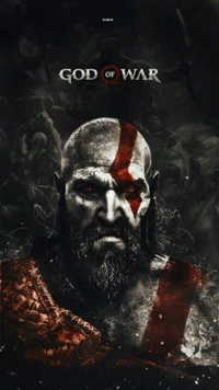 Epic portrayal of the God of War, featuring a fierce warrior with a striking red mark across his face, set against a dark, battle-filled background.