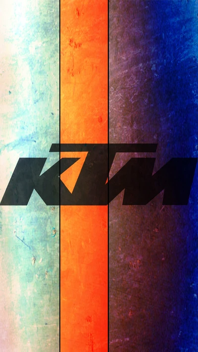 Logo de KTM contra un fondo abstracto colorido