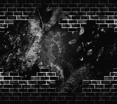 Mur noir et blanc sale avec texture de brique exposée